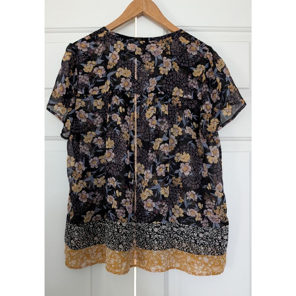Knox Rose Floral Boho Mixed Print Sheer Blouse - Picture 6 of 6
